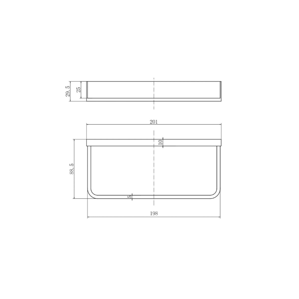Eliseo Ricci Vesu Towel Ring - Brushed Brass - Technical drawing
