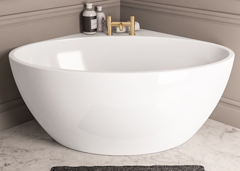 Whitchurch Corner Bath Inc Waste - White