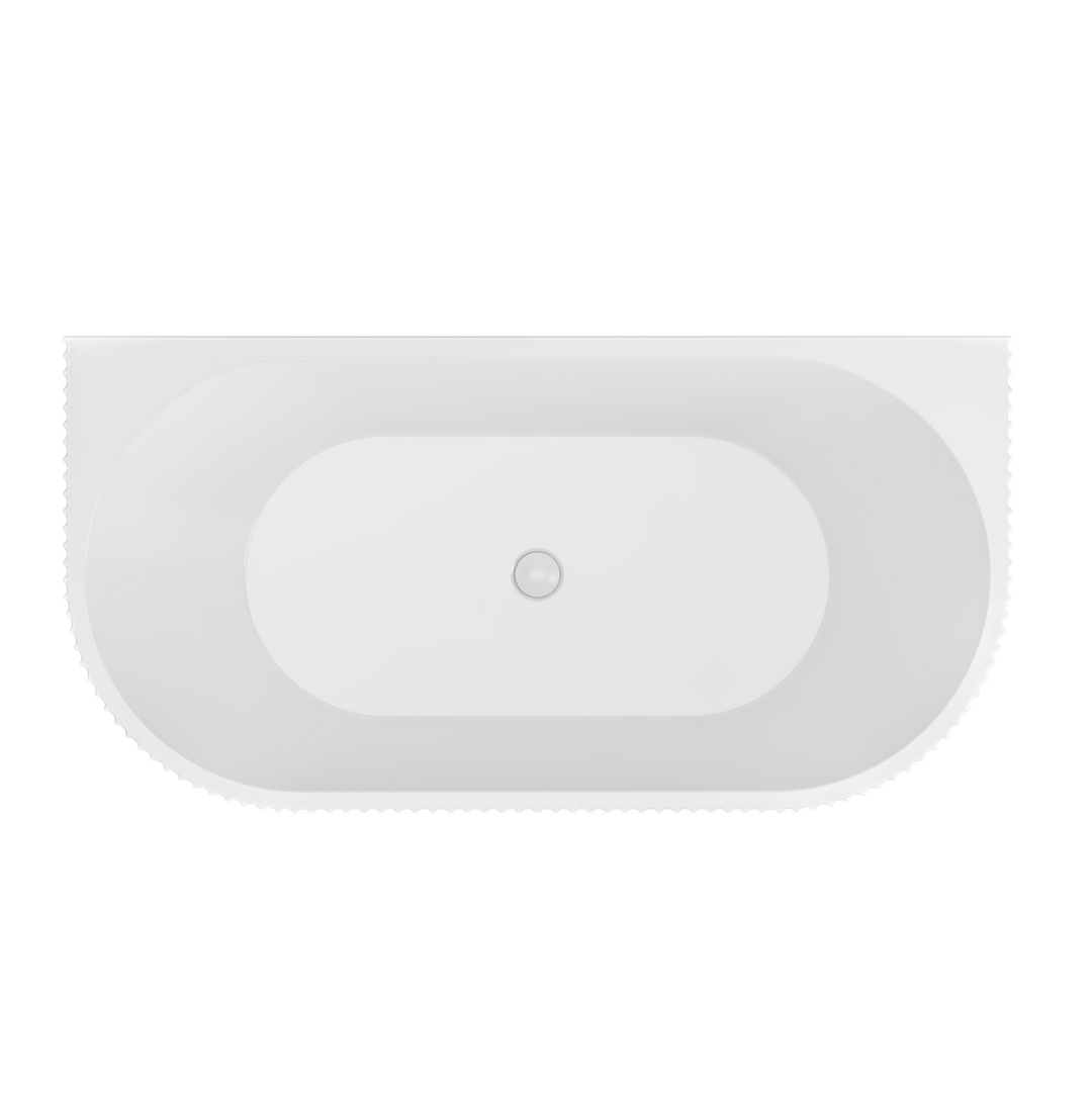 Caversham 1500mm D Shaped Bath Inc Waste - White