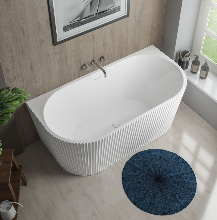 Caversham 1650mm D Shaped Bath Inc Waste - White