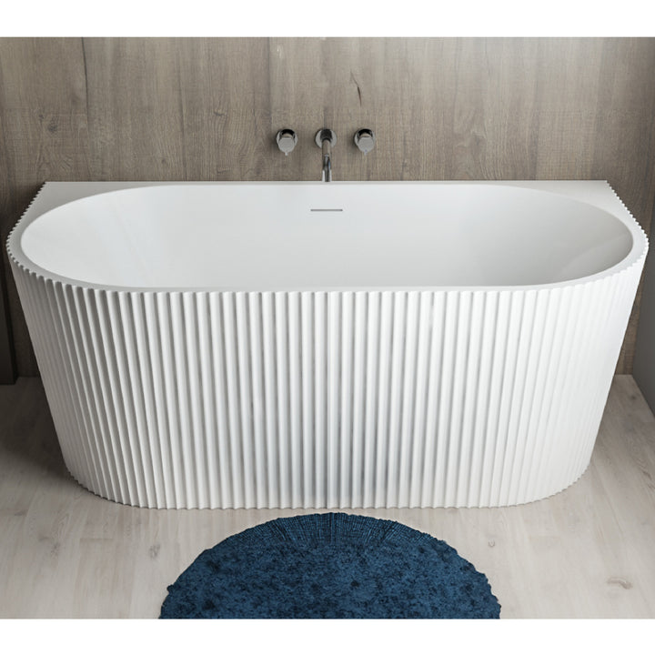 Caversham 1650mm D Shaped Bath Inc Waste - White