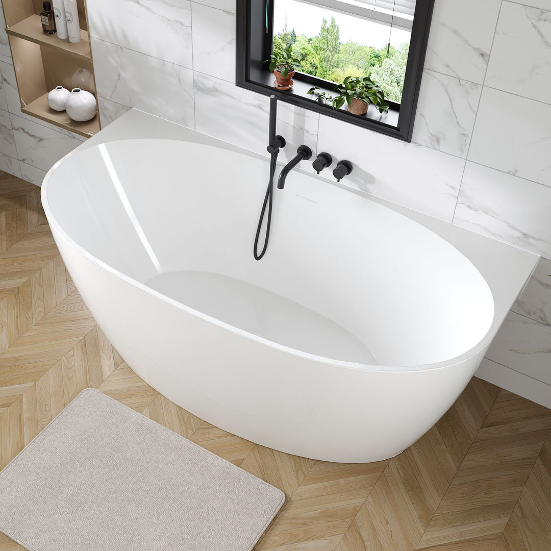 Harlton Back to Wall 1500 x 750 x 580mm Freestanding Bath - Gloss White