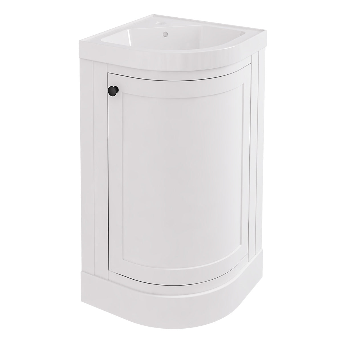 Hardwick 430mm corner vanity unit with polymarble basin, matt white finish