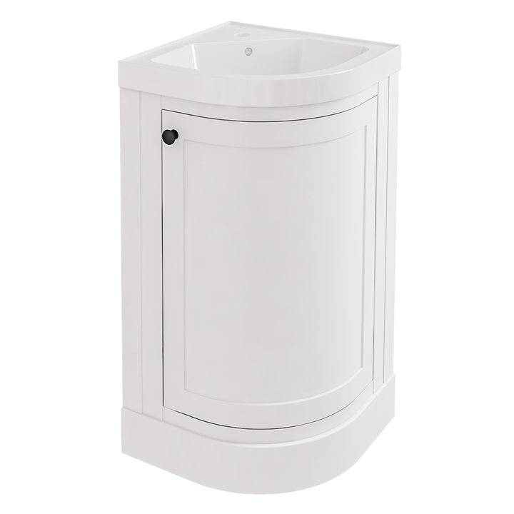 Hardwick 430mm Corner Vanity Unit and Polymarble Basin - Matt White