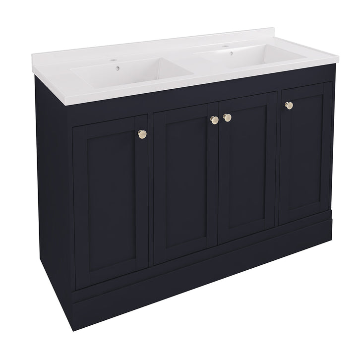 Hardwick Straight 1200mm Floor Standing Vanity Unit and Double Basin - Matt Anthracite
