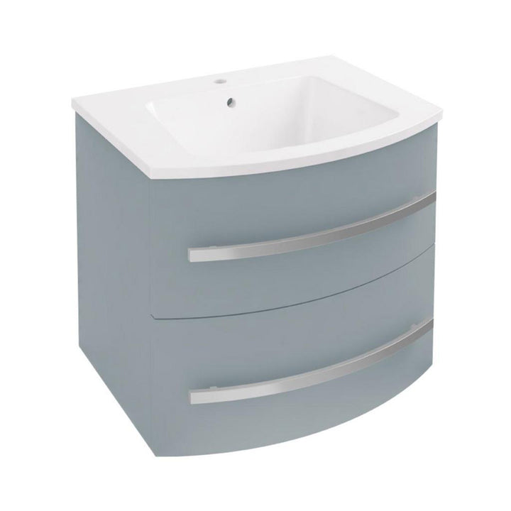 Centa 600mm Curved Wall Hung Vanity Unit and Basin (Excludes Handles) - Grey