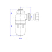 McAlpine 75mm Water Seal Bottle Trap with Multifit Outlet 1 1/4" - Technical drawing