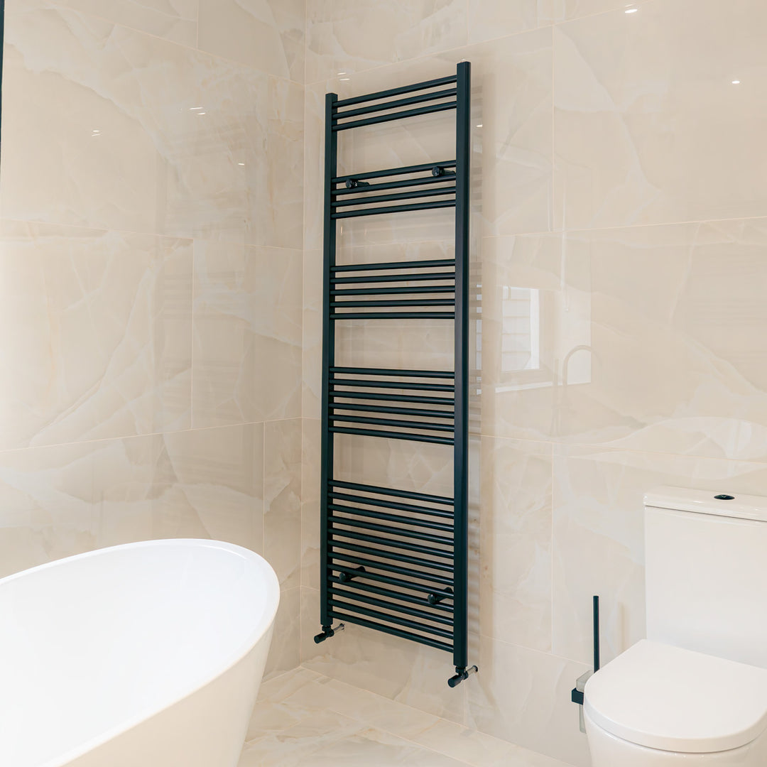 Lazzarini Silea 1800 x 500mm Straight Heated Towel Rail - Matt Black