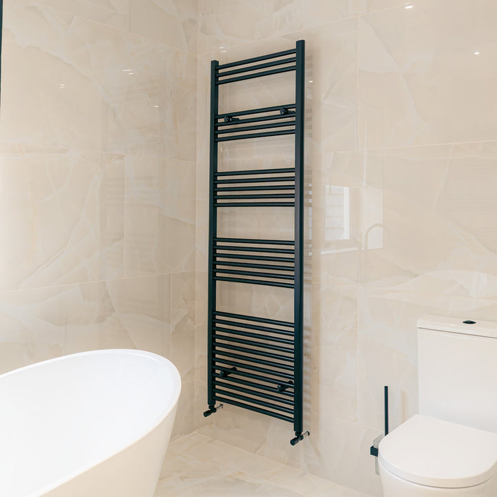 Lazzarini Silea 1800 x 500mm Straight Heated Towel Rail - Matt Black