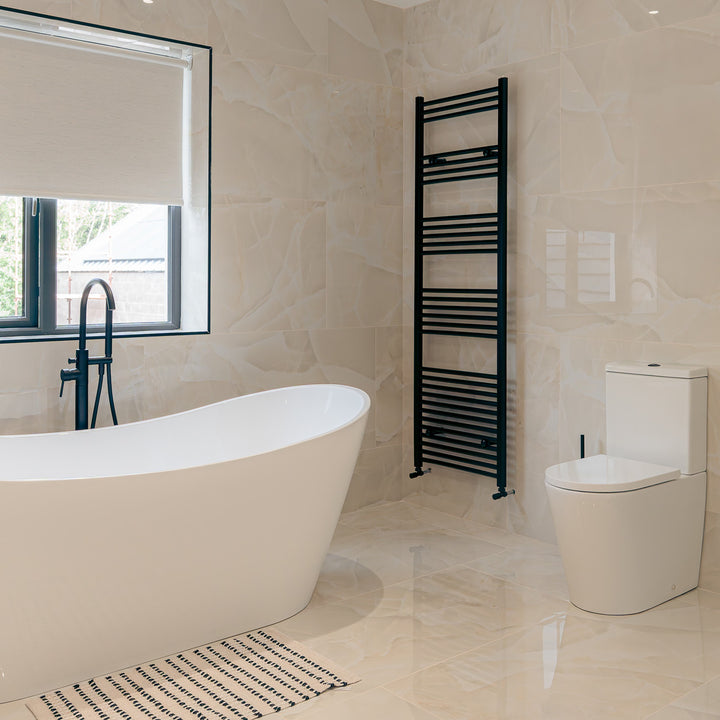 Eliseo Ricci Straight Heated Towel Rail Matt Black 1800mm x 500mm