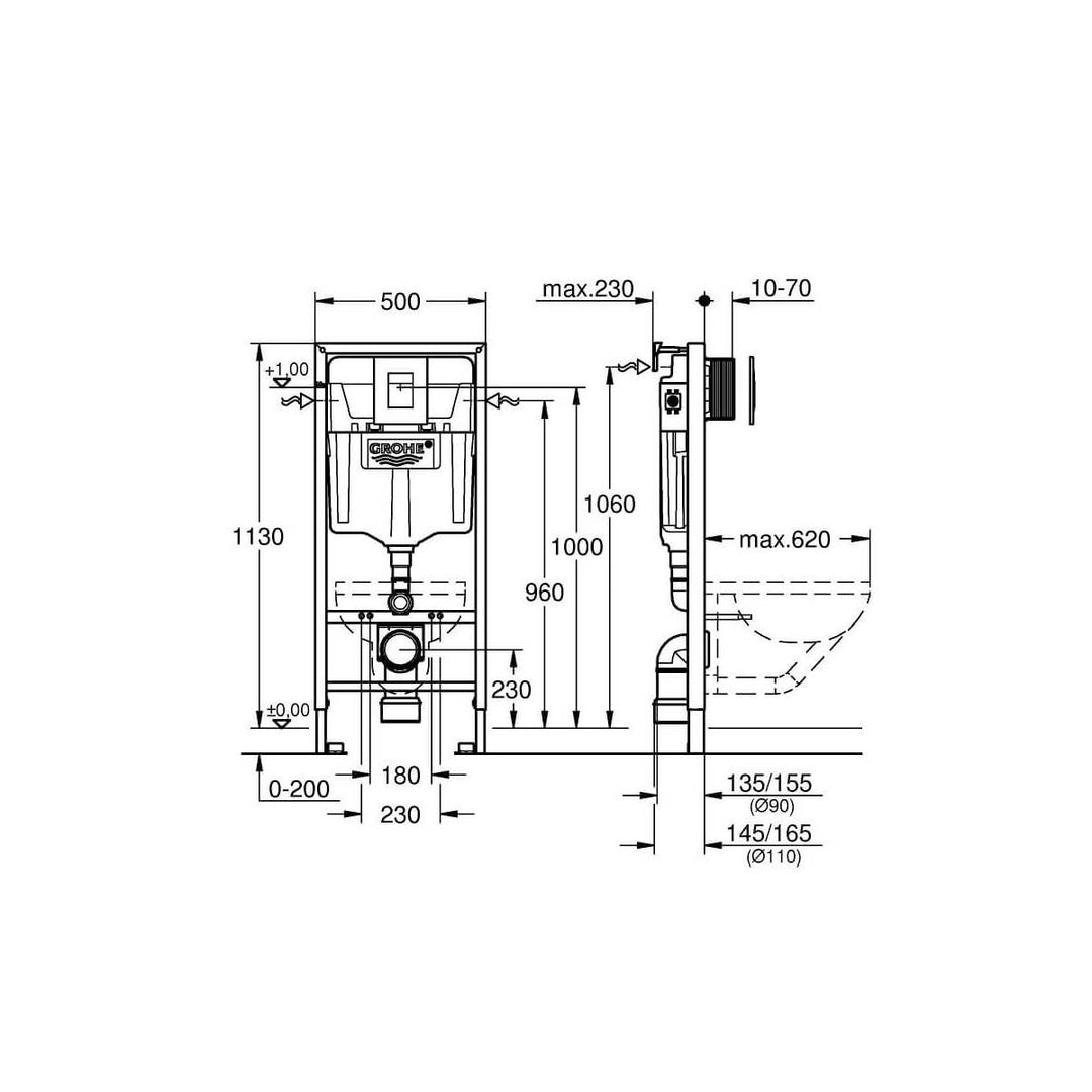 Grohe Skate Cosmopolitan 1.13m Wall Hung Frame