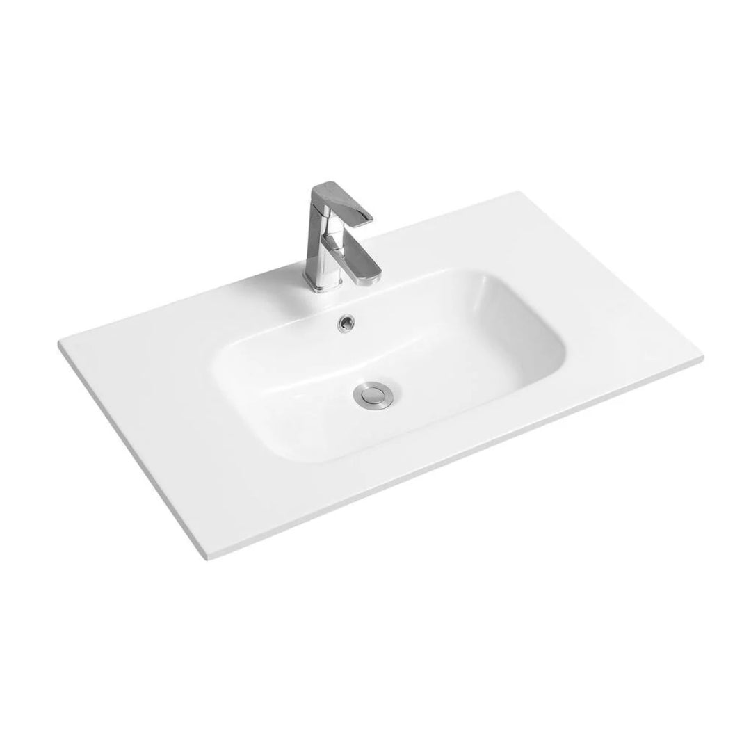 Modern 800mm ceramic oval basin with 1 pre drilled taphole