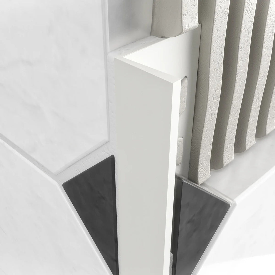 Atrim 8mm straight edge white PVC tile trim, 2.5m long, designed to protect exposed tile edges and provide a clean, professional finish to 8mm wall tiles.