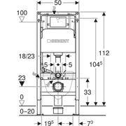 Geberit Duofix Element for Wall Hung WC with Alpha Concealed Cistern 1200mm - 1120mm High - Technical drawing