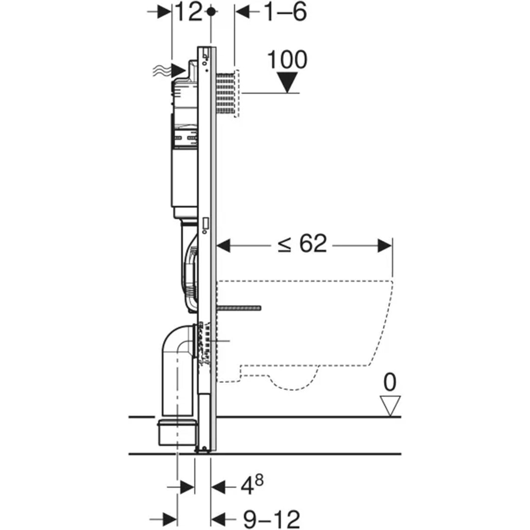 Geberit Duofix Element for Wall Hung WC with Alpha Concealed Cistern 1200mm - 1120mm High