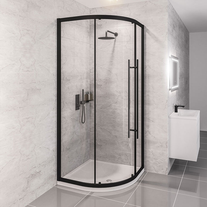 Vantage 900mm Single Door Quadrant Shower Enclosure - Black