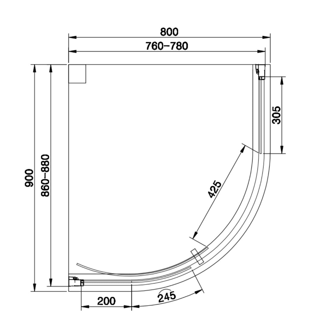 Vantage 2000 Easy Clean Offset Quadrant 900x800mm - Matt Black