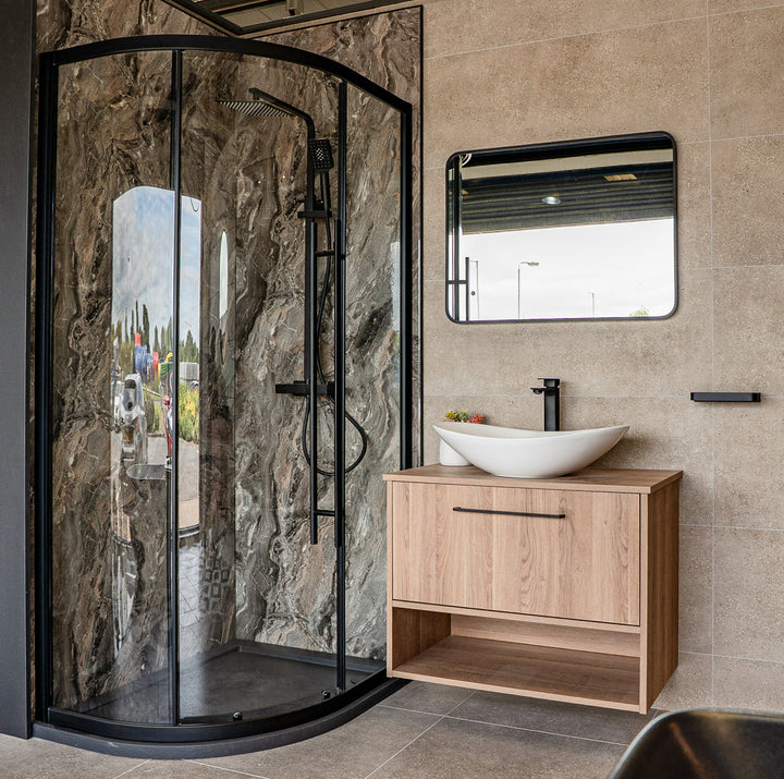 Vantage 1000 x 800mm Single Door Offset Quadrant Shower Enclosure - Black