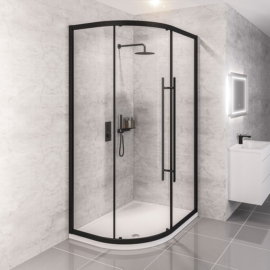 Vantage 1000 x 800mm Single Door Offset Quadrant Shower Enclosure - Black