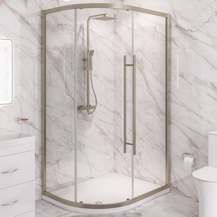 Vantage 2000 Easy Clean Offset Quadrant 1400 x 800mm - Brushed Brass