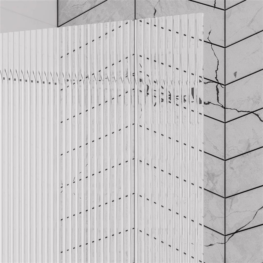 1400 x 800mm Straight Fluted Bath Screen - Right Hand