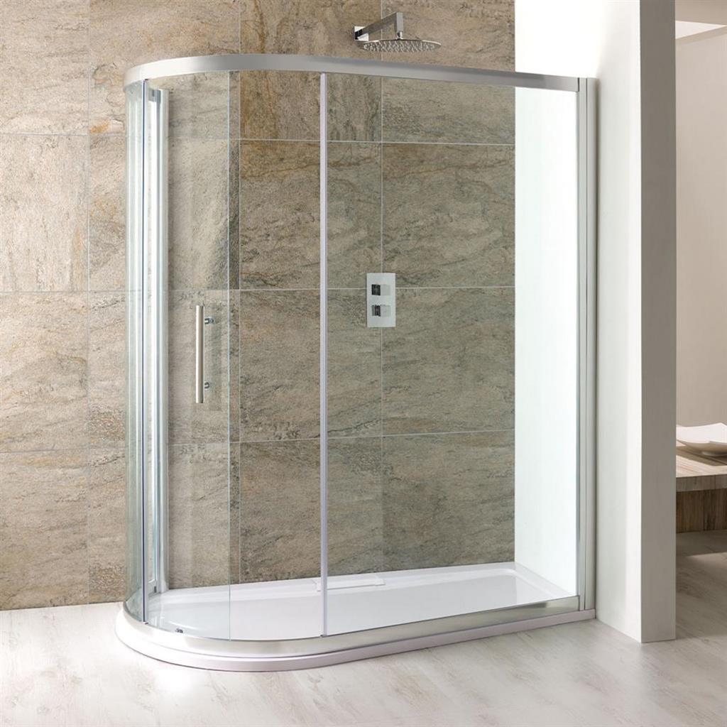 Volente Spacesaver Right Hand 1650 x 912mm Offset Quadrant Shower Tray - White