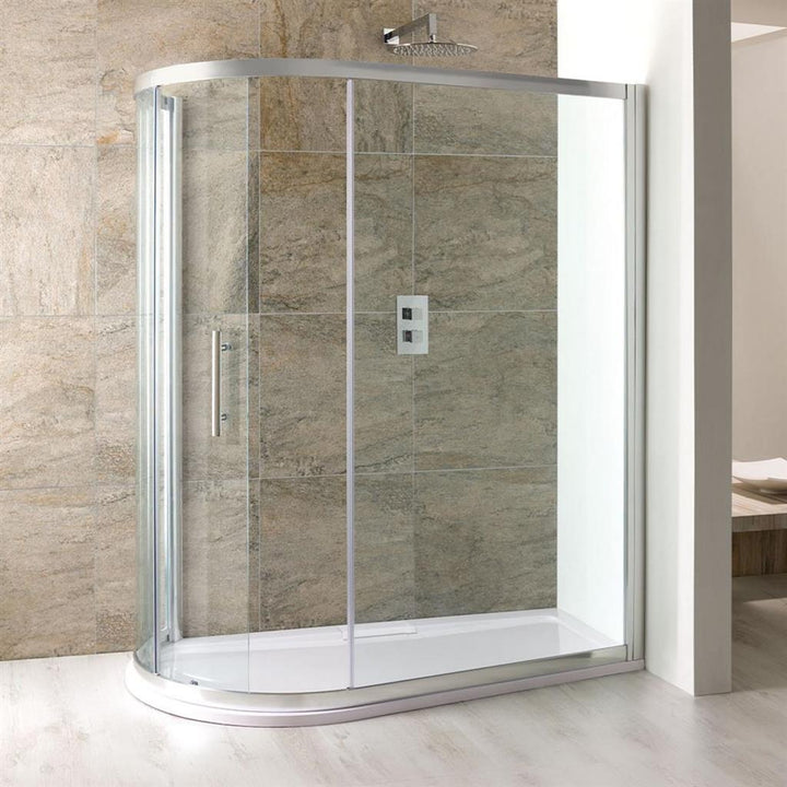 Volente Spacesaver Left Hand 1650 x 912mm Offset Quadrant Shower Tray - White