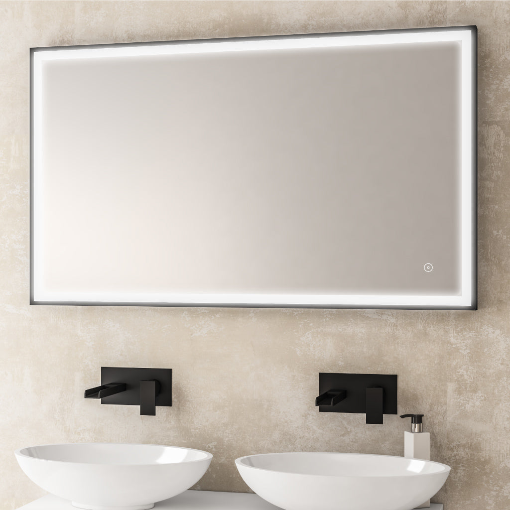 Castelli 700 x 500mm LED Framed Bathroom Mirror - Black