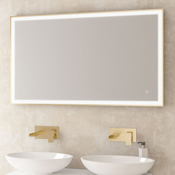 Castelli 800 x 600mm LED Framed Bathroom Mirror - Brushed Brass