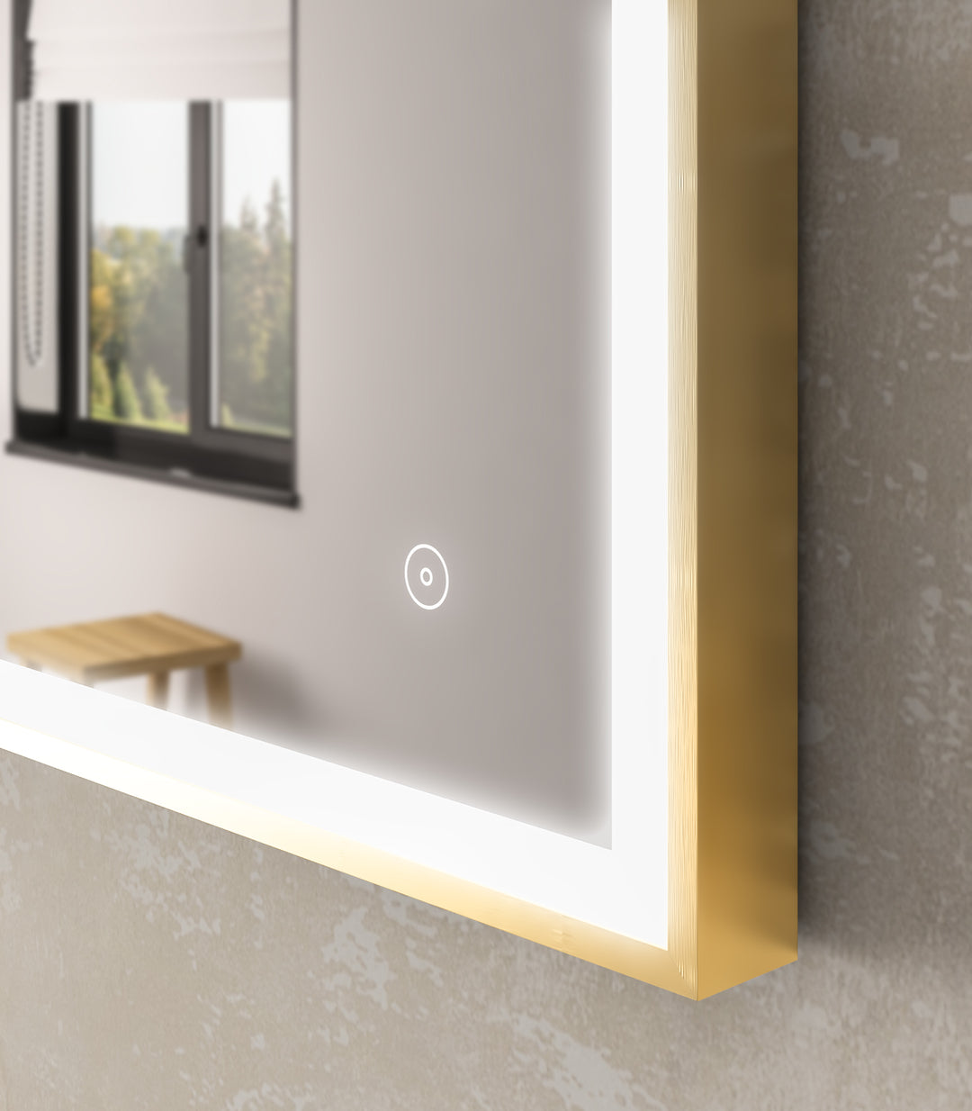 Castelli 800 x 600mm LED Framed Bathroom Mirror - Brushed Brass