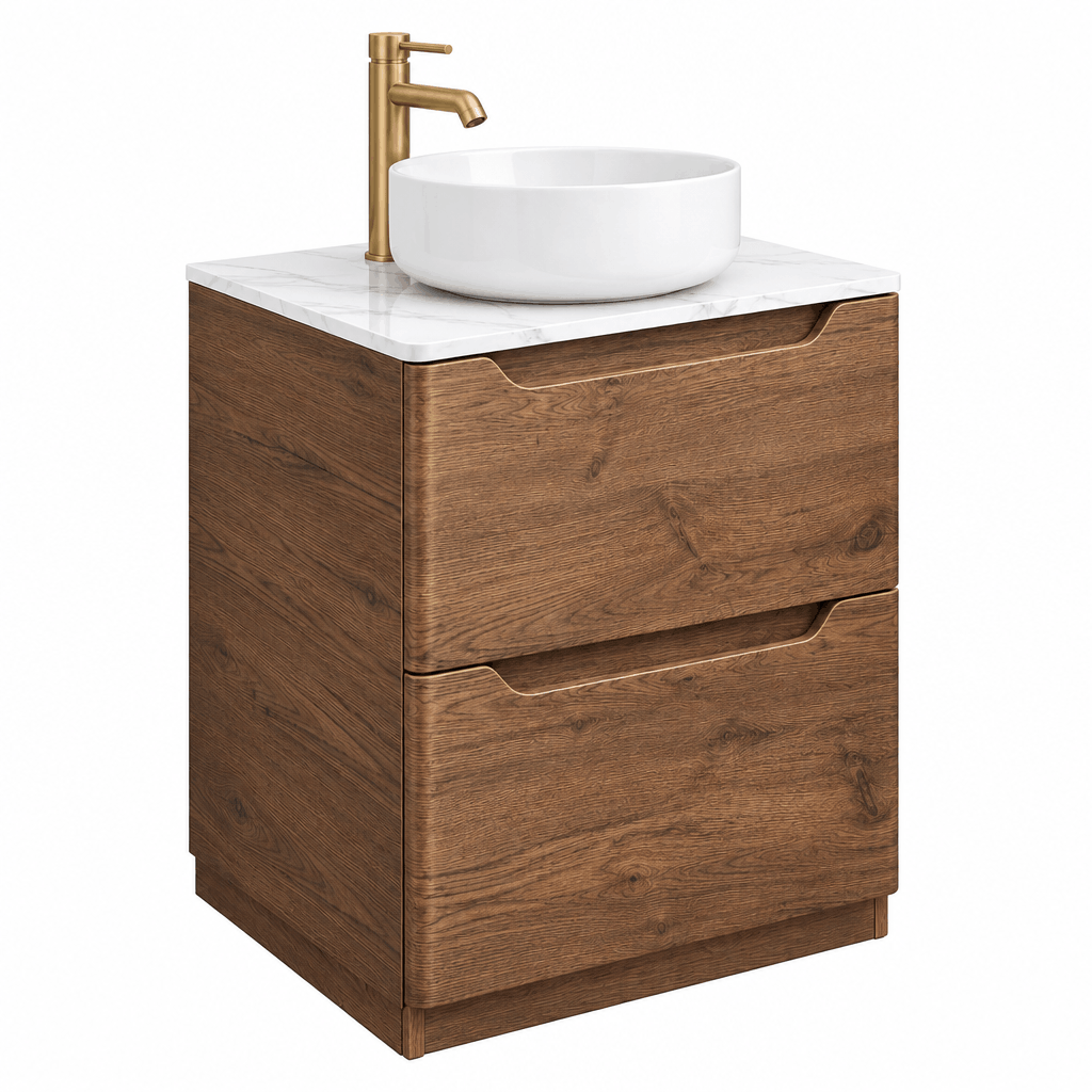 Camden 600mm Floor Standing Vanity Unit &amp; Worktop - Chestnut