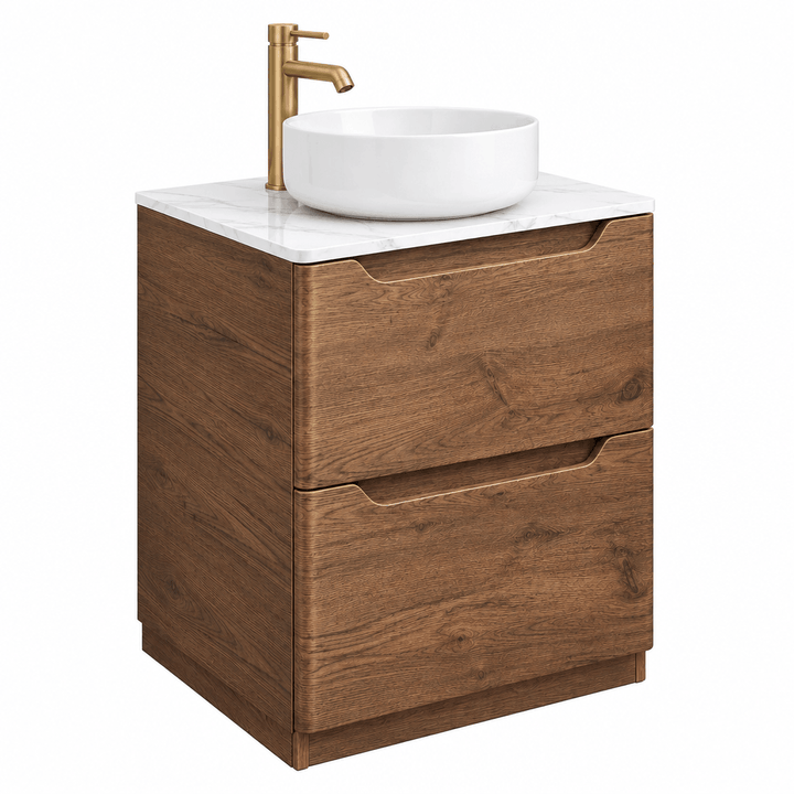 Camden 600mm Floor Standing Vanity Unit &amp; Worktop - Chestnut
