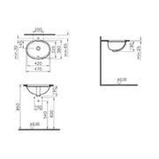 Vitra S20 Undermount Oval Bowl - Technical drawing