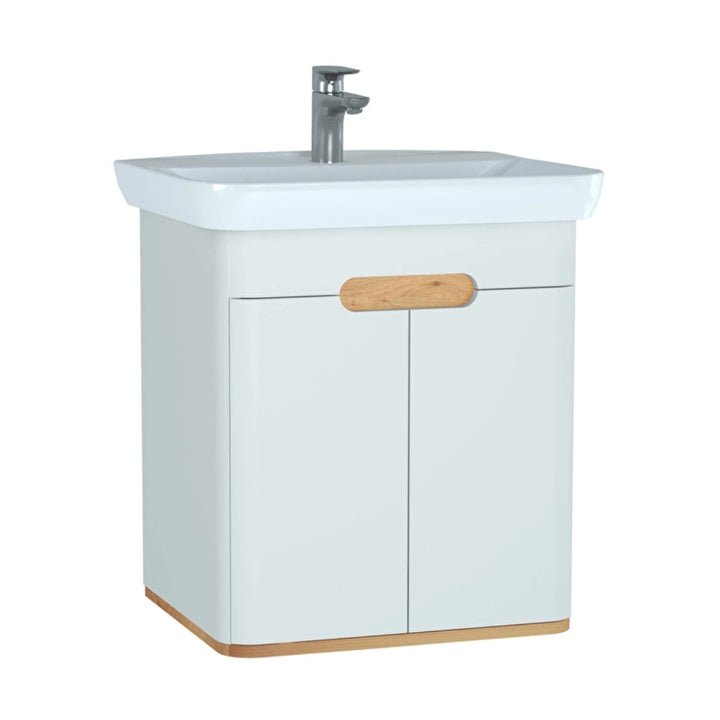 Vitra Sento 650mm Wall Hung 2 Door Washbasin Unit inc Basin - White