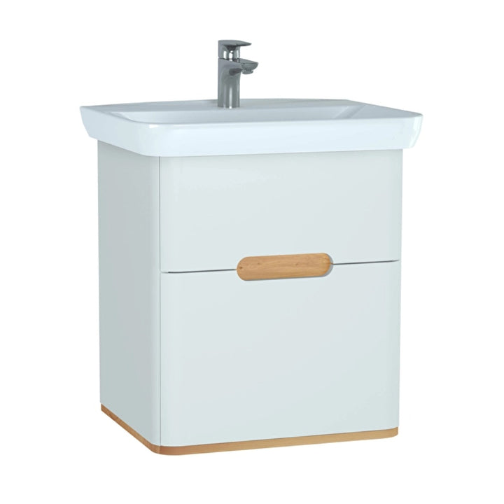 Vitra Sento 650mm Wall Hung 2 Drawer Washbasin Unit inc Basin - White