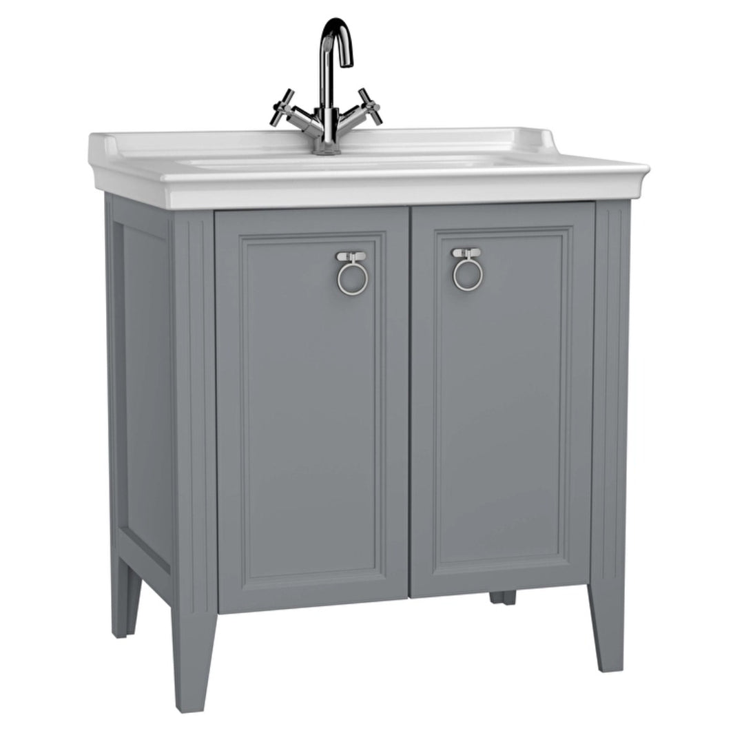 Vitra Valarte 800mm Floor Standing 2 Door Washbasin Unit inc Basin - Grey