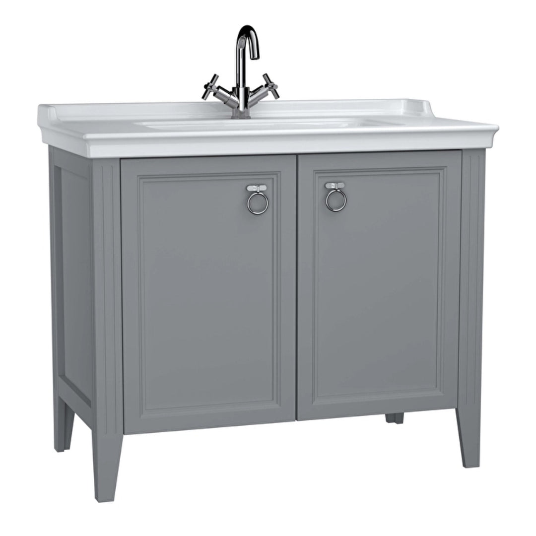 Vitra Valarte 1000mm Floor Standing 2 Door Washbasin Unit inc Basin - Grey