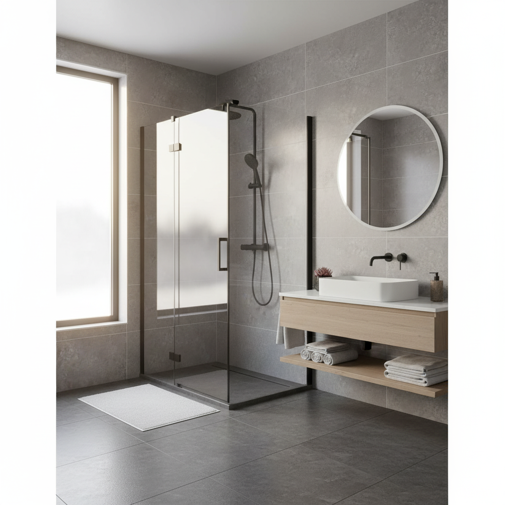 Lusso Panel Concrete Grey with 1000 x 400mm Tile Twin Pack - Satin