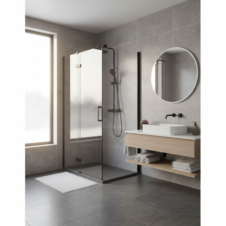 Lusso Panel Concrete Grey with 1000 x 400mm Tile Twin Pack - Satin