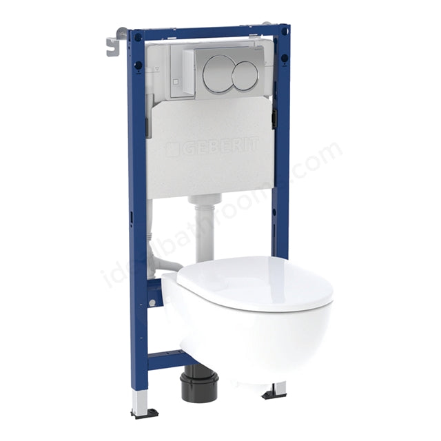 Geberit Wall-Hung 4-in-1 Frame, Flush Plate, Selnova Rimless Pan & Soft Close Seat Pack