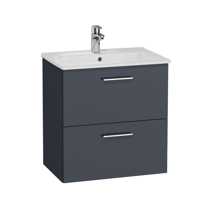 Vitra Mia 600mm Wall Hung 2 Drawer Washbasin Unit inc Basin - Anthracite