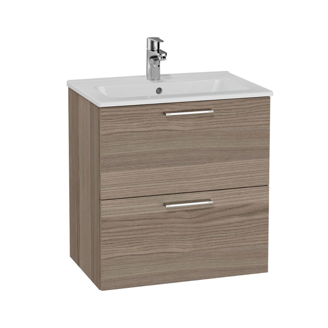 Vitra Mia 600mm Wall Hung 2 Drawer Washbasin Unit inc Basin - Cordoba
