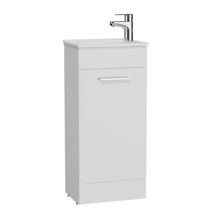 Vitra Mia 400mm Floor Standing 1 Door Washbasin Unit inc Basin - White High Gloss