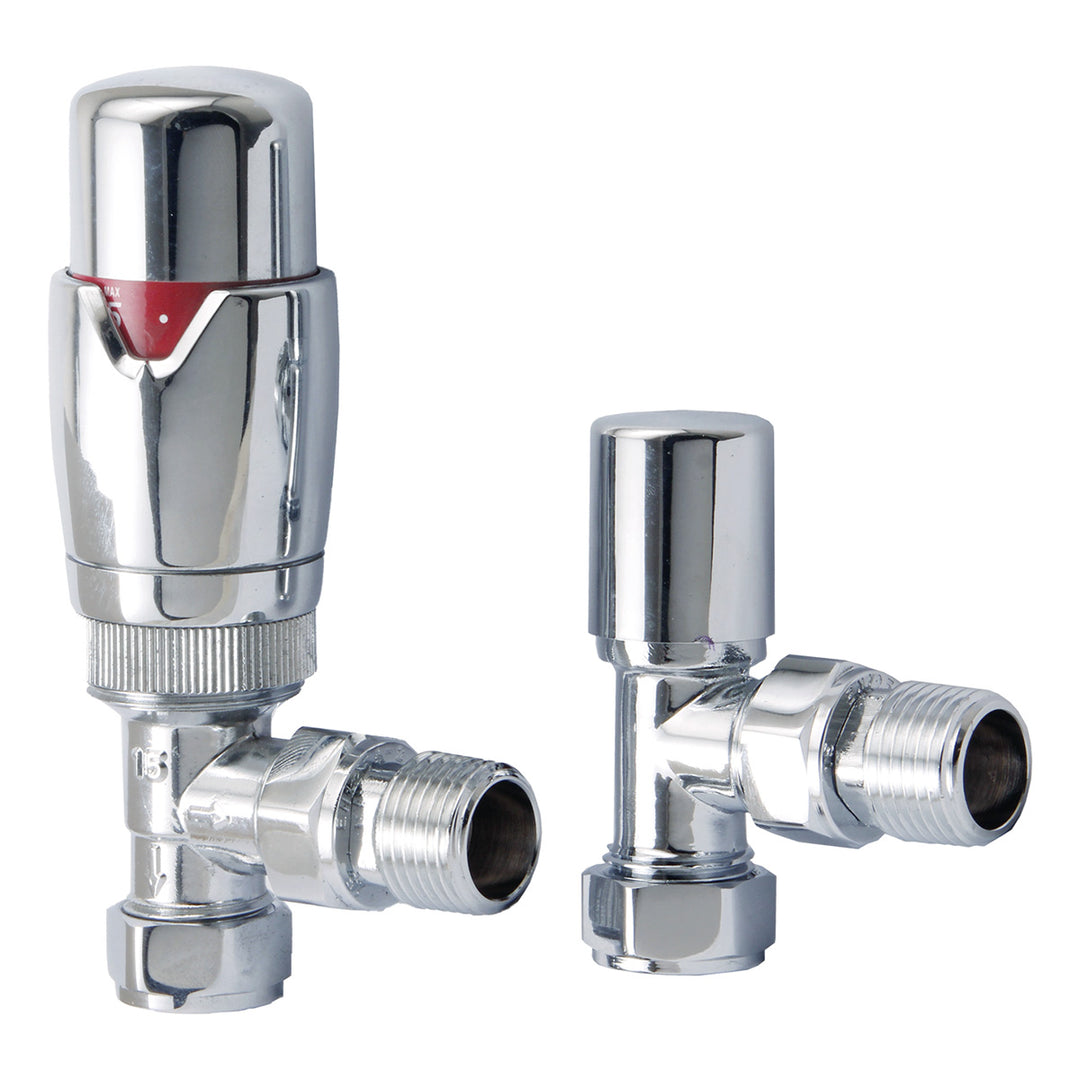 Eliseo Ricci Thermostatic Angled Radiator Valve Pack - Chrome