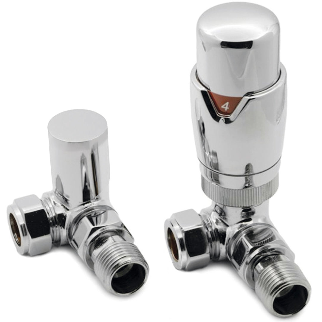 Eliseo Ricci Thermostatic Corner Radiator Valve Pack - Chrome