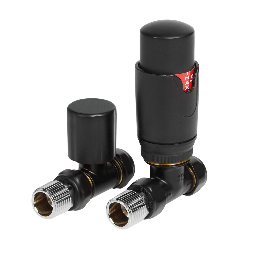 Eliseo Ricci Thermostatic Straight Radiator Valve Pack - Black