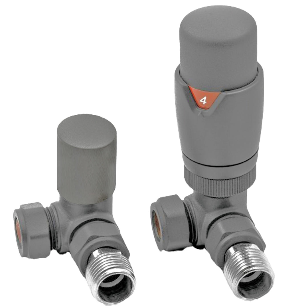 Eliseo Ricci Thermostatic Corner Radiator Valve Pack - Anthracite