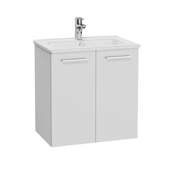 Vitra Mia 600mm Wall Hung 2 Door Washbasin Unit inc Basin - Gloss White