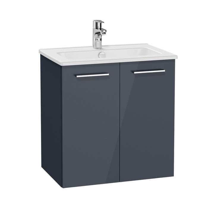 Vitra Mia 600mm Wall Hung 2 Door Washbasin Unit inc Basin - Anthracite