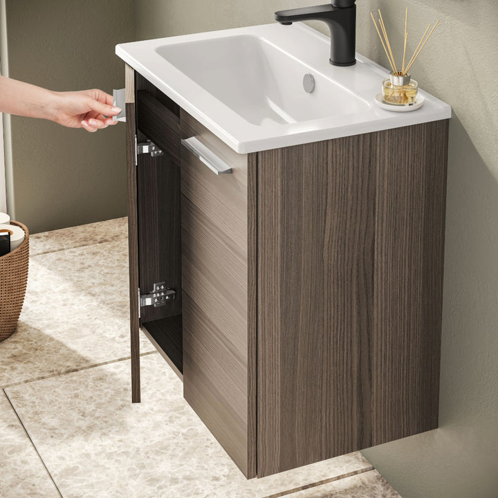 Vitra Mia 600mm Wall Hung 2 Door Washbasin Unit inc Basin - Cordoba